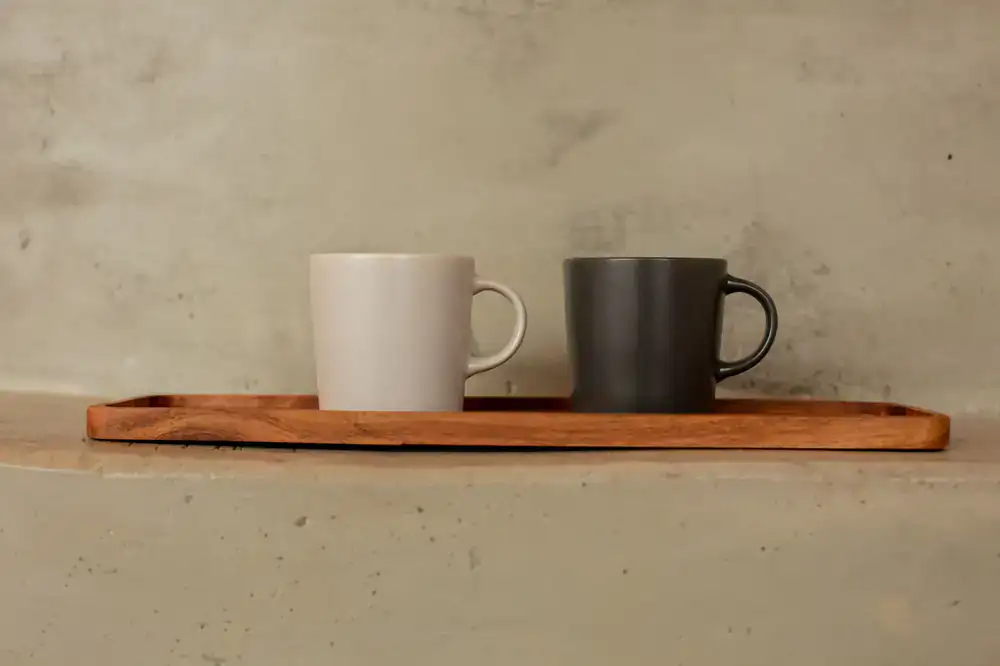 Tall ceramic mugs with large comfortable handles